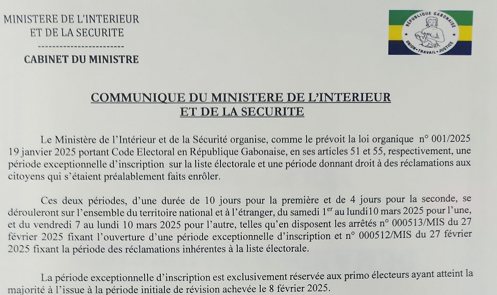COMMUNIQUÉ SUR L&rsquo;OUVERTURE D’UNE PÉRIODE D’INSCRIPTION EXCEPTIONNELLE ET DE RÉCLAMATIONS.