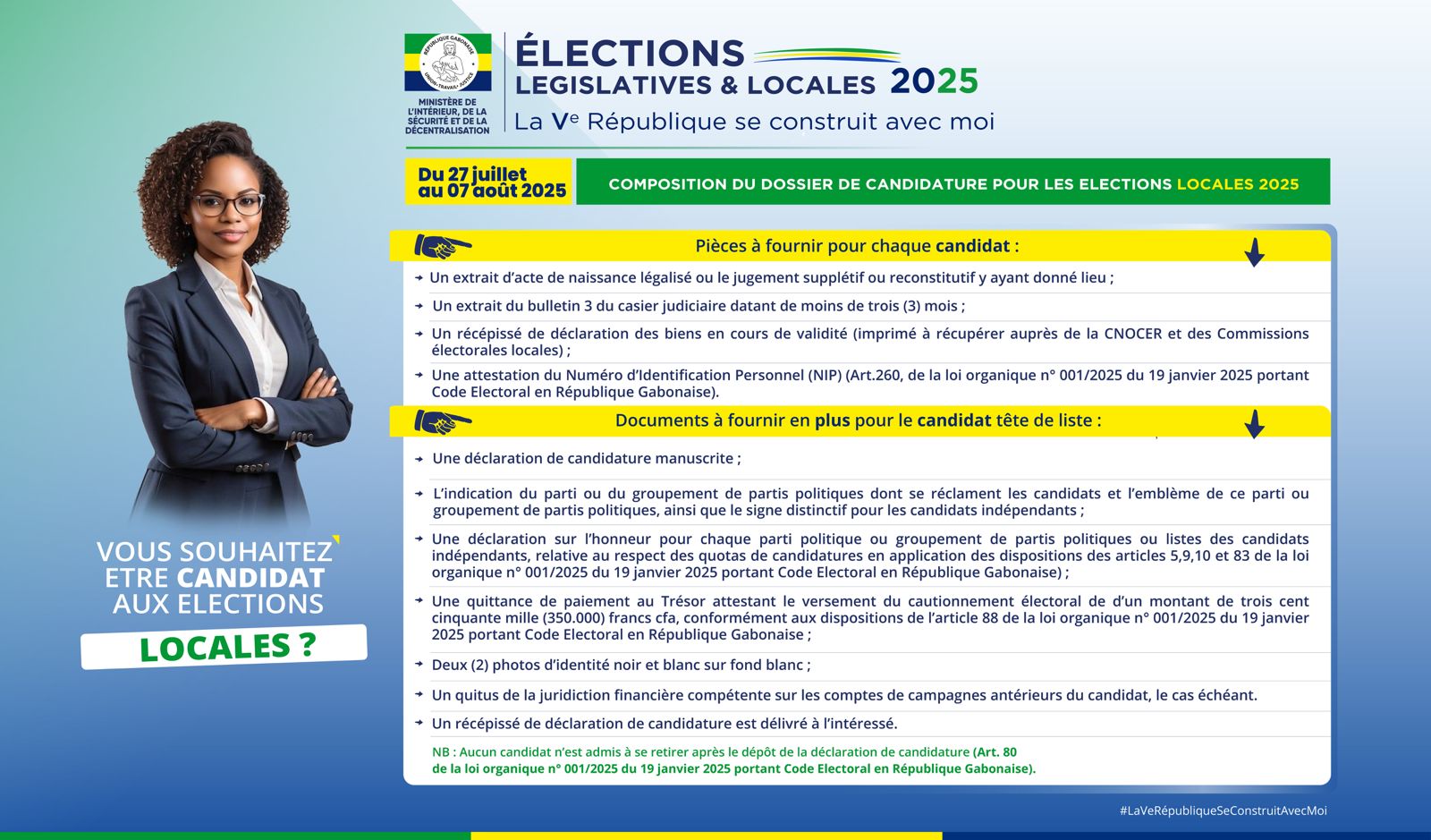 ÉLECTIONS LOCALES 2025 – COMPOSITION DU DOSSIER DE CANDIDATURE