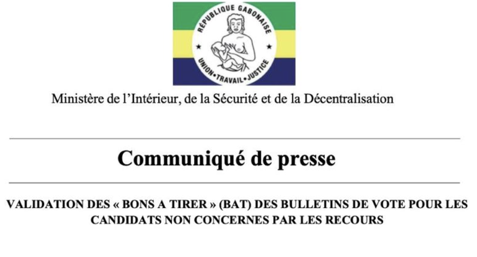 VALIDATION DES « BONS A TIRER » (BAT) DES BULLETINS DE VOTE POUR LES CANDIDATS NON CONCERNES PAR LES RECOURS