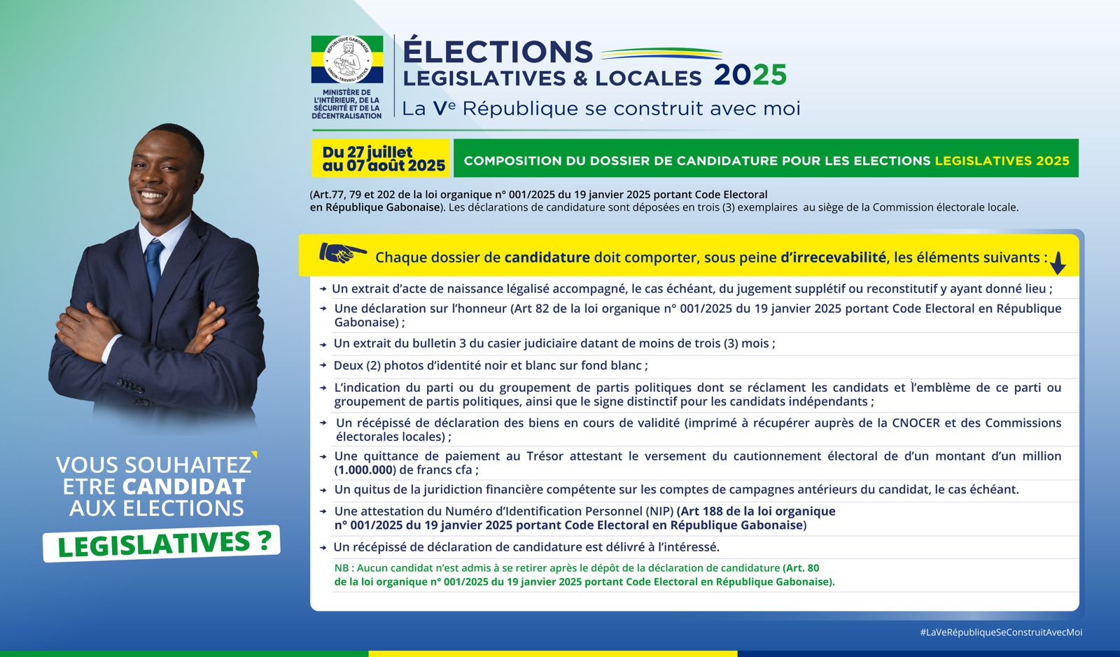 ÉLECTIONS LÉGISLATIVES 2025 – DÉPÔT DES CANDIDATURES ET COMPOSITION DU DOSSIER